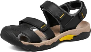 Mens Hiking Sandals Closed Toe Walking Sandals Waterproof Leather Sandals Sports Outdoors Trekking Athletic Summer Beach Shoes