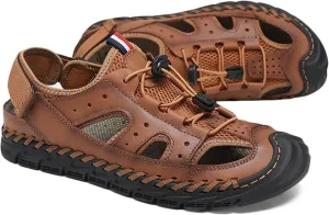 Men's Hiking Sandals Sports Outdoor Sandals Closed Toe Sandals Summer Beach Shoes Casual Leather Trekking Outdoor Sandals