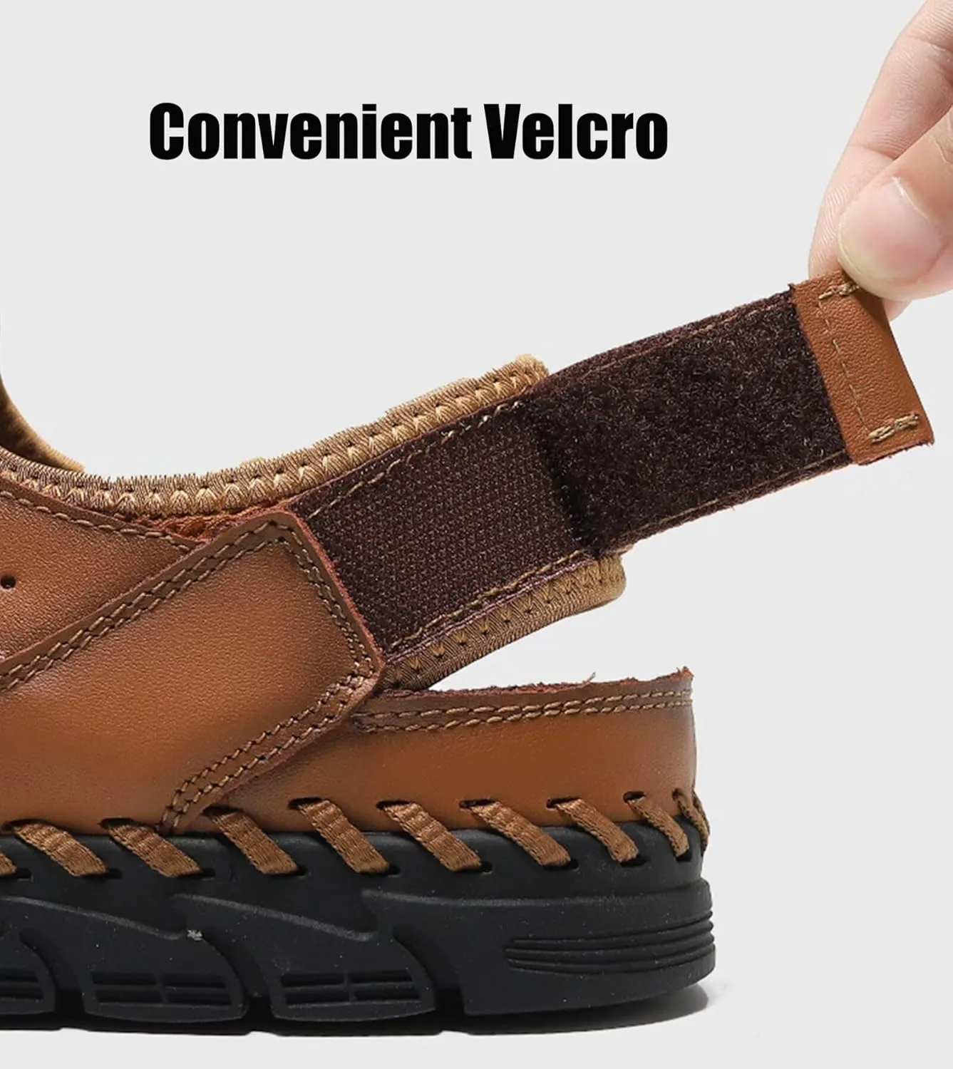 Men's Hiking Sandals Sports Outdoor Sandals Closed Toe Sandals Summer Beach Shoes Casual Leather Trekking Outdoor Sandals