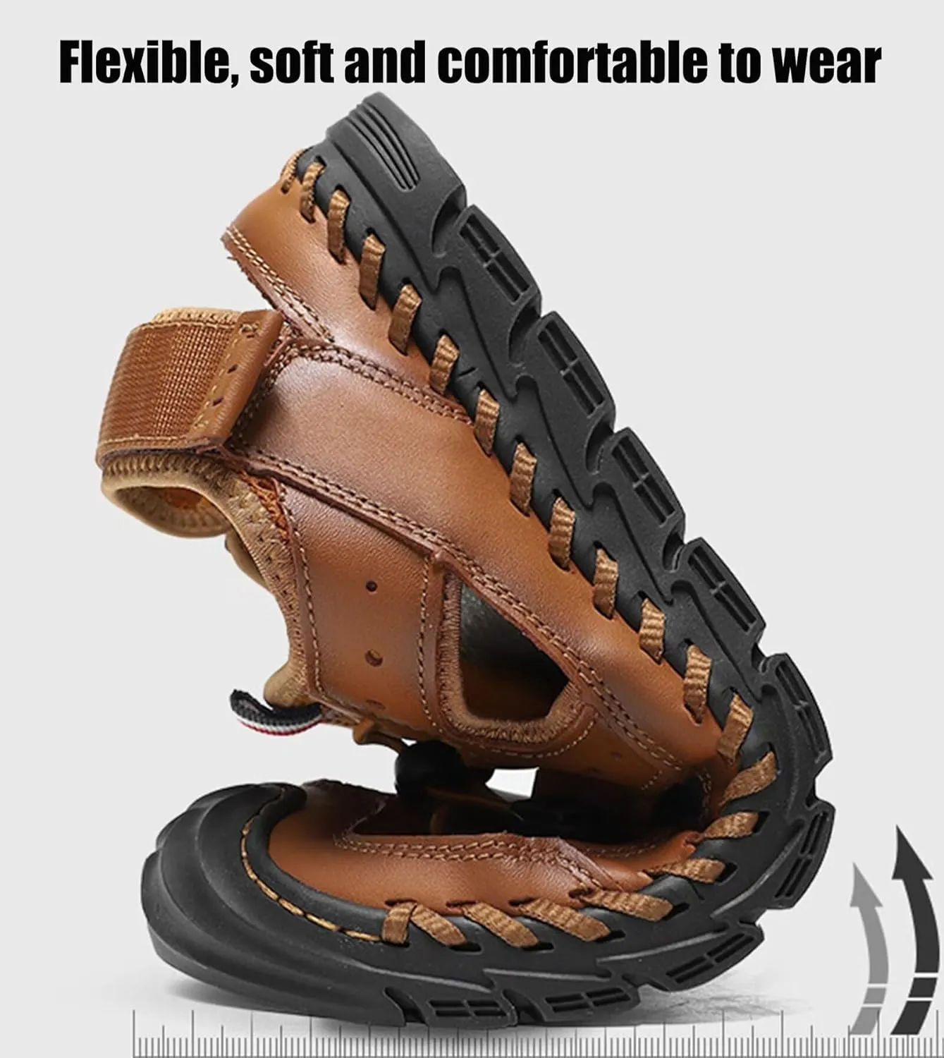 Men's Hiking Sandals Sports Outdoor Sandals Closed Toe Sandals Summer Beach Shoes Casual Leather Trekking Outdoor Sandals