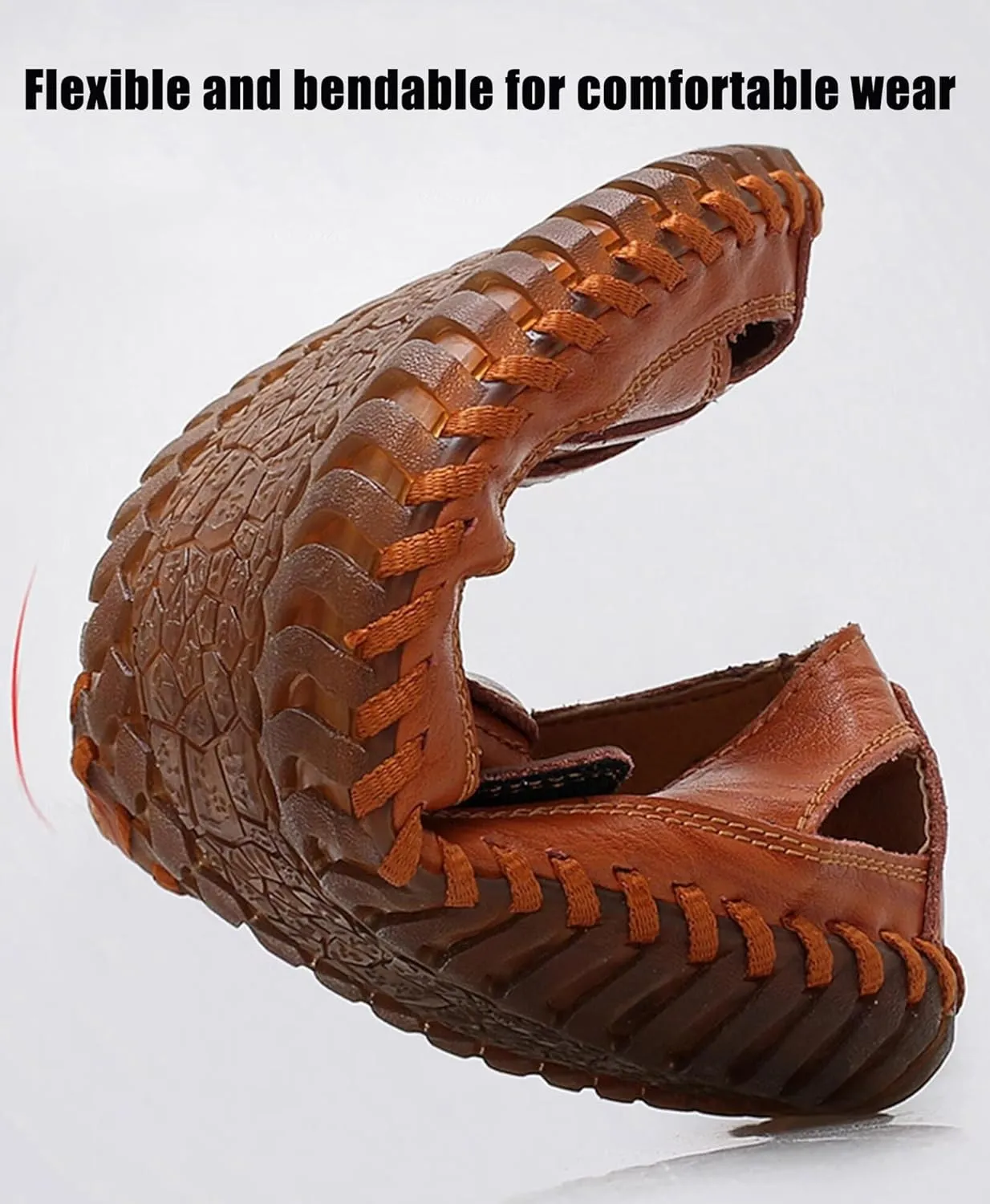 Mens Leather Hiking Sandals Closed Toe Walking Sandals Sports Outdoors Breathable Trekking Athletic Sandals Summer Beach Shoes