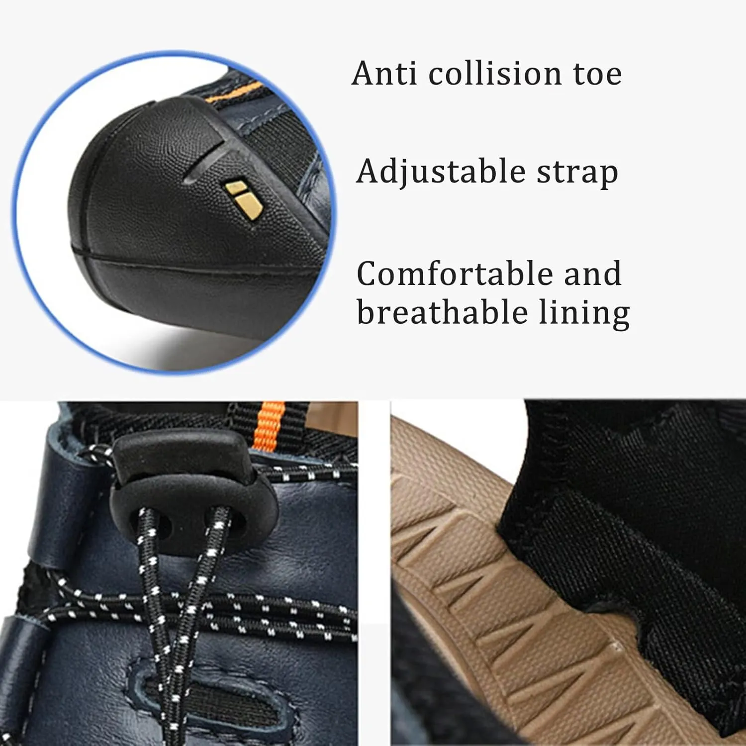 Men's Leather Sandals Closed Toe Beach Outdoor Summer Sport Hiking Sandals Waterproof Fisherman Shoes Adjustable