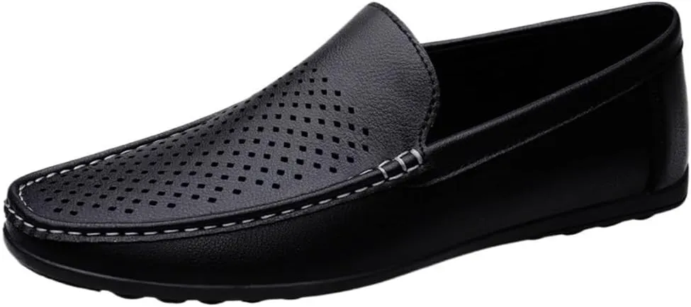 Mens Loafers Moccasins Shoes Breathable Simple Vegan Leather Lightweight Resistant Flat Heel Classic Party Slip On