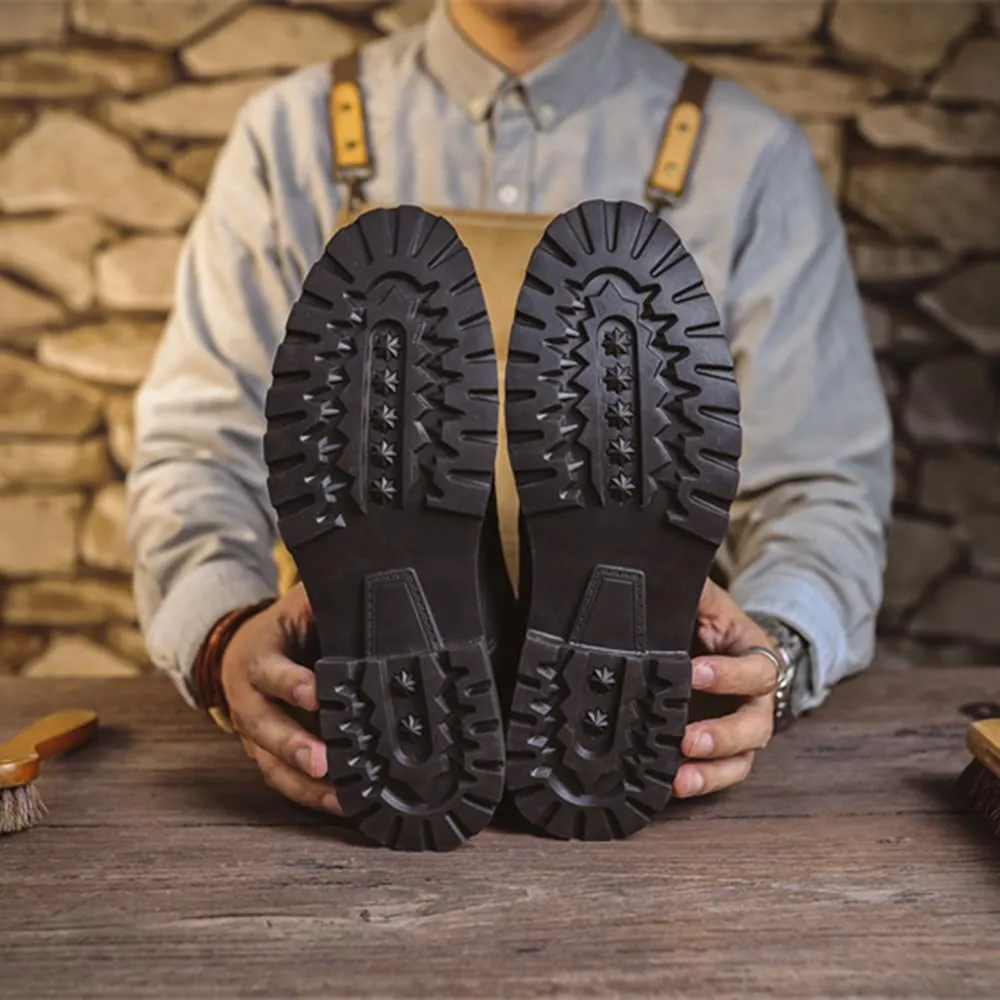 Men's Motorcycle Boots Black Platform Lace Up Combat Boots PU Leather Dress Boot for Business Casual