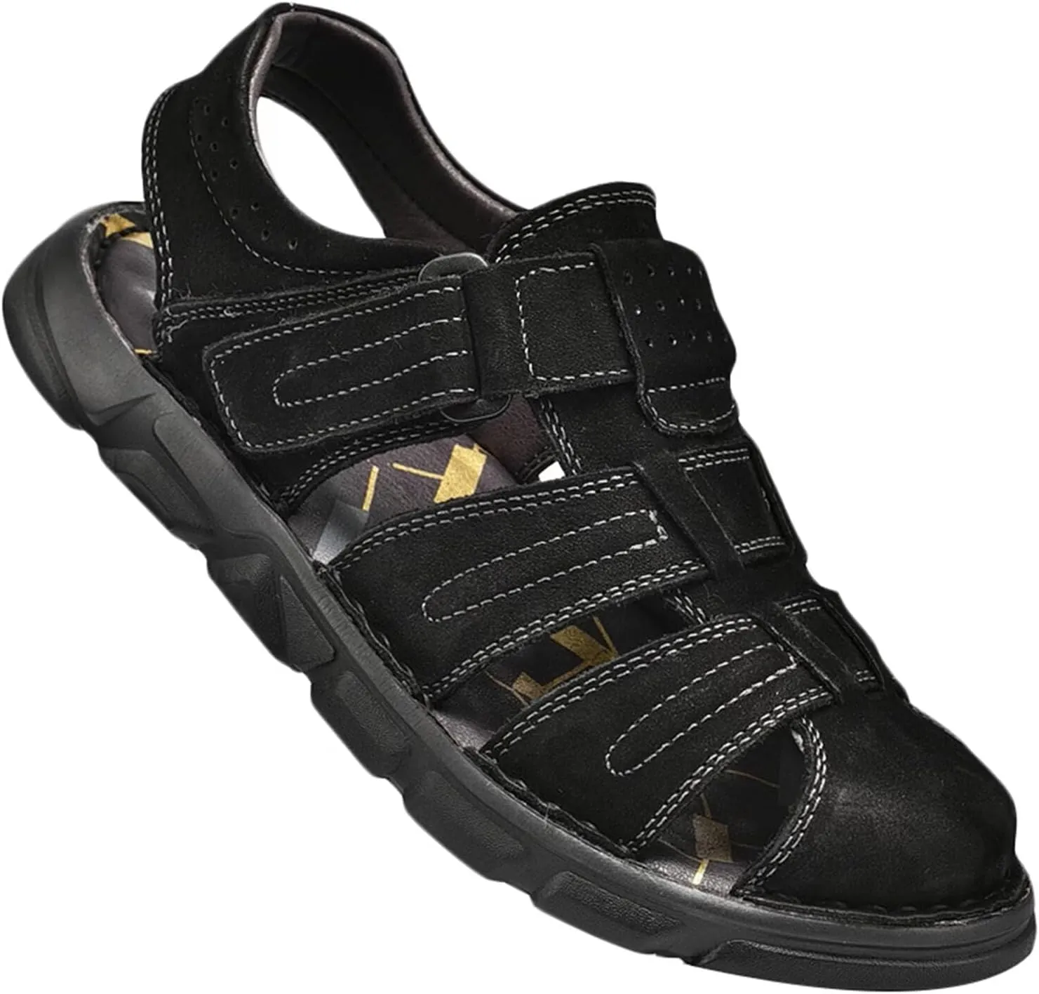 Men's Outdoor Closed Toe Sandals Athletic Sport Sandals Summer Beach Shoes Walking Hiking Trekking Driving Sandals Leather Fisherman Sandals