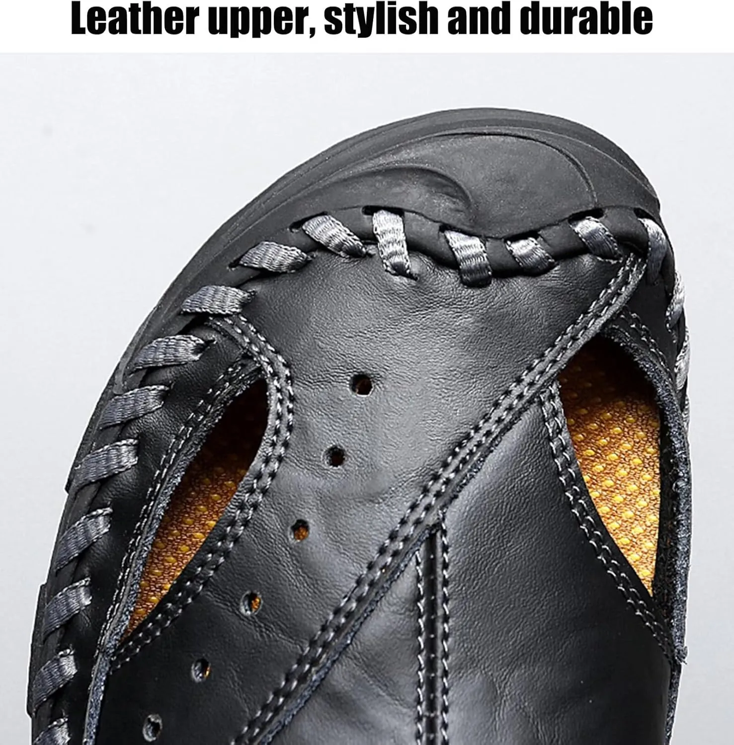 Men's Outdoor Leather Sandals Closed Toe Sandals Summer Beach Shoes Casual Trekking Hiking Walking Sandals Sports Sandals