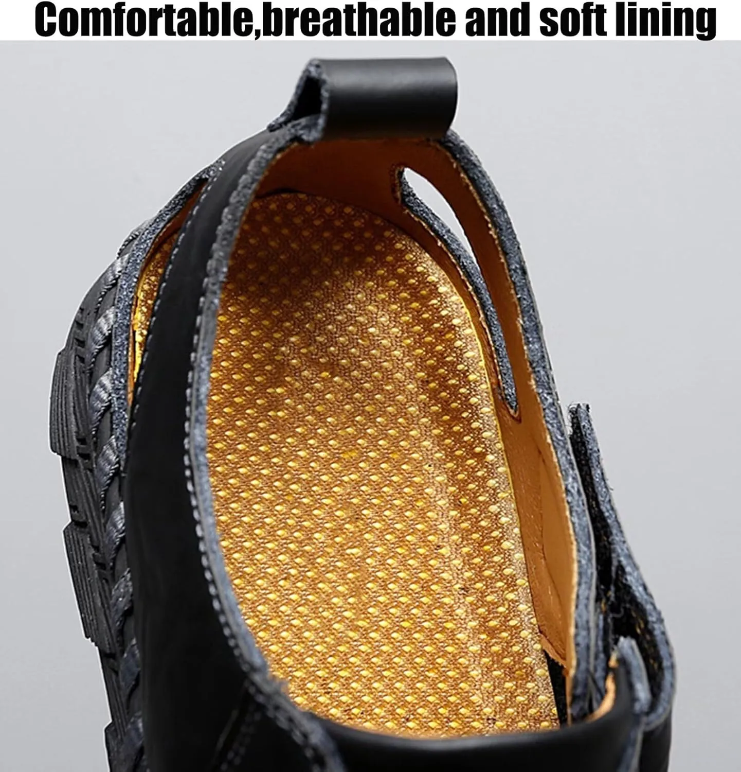 Men's Outdoor Leather Sandals Closed Toe Sandals Summer Beach Shoes Casual Trekking Hiking Walking Sandals Sports Sandals
