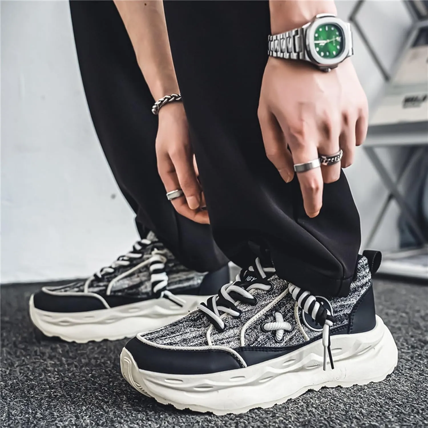 Mens Running Shoes Tennis Walking Shoes Chunky Sneakers Workout Casual Athletic Shoes