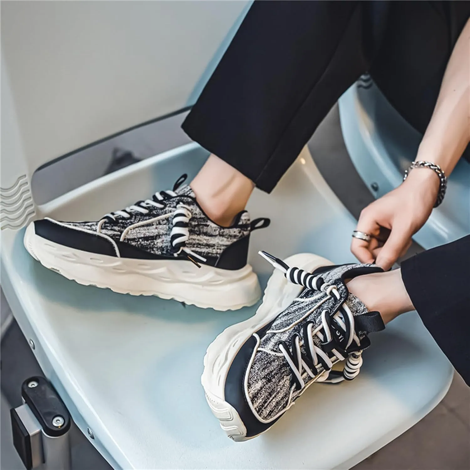 Mens Running Shoes Tennis Walking Shoes Chunky Sneakers Workout Casual Athletic Shoes