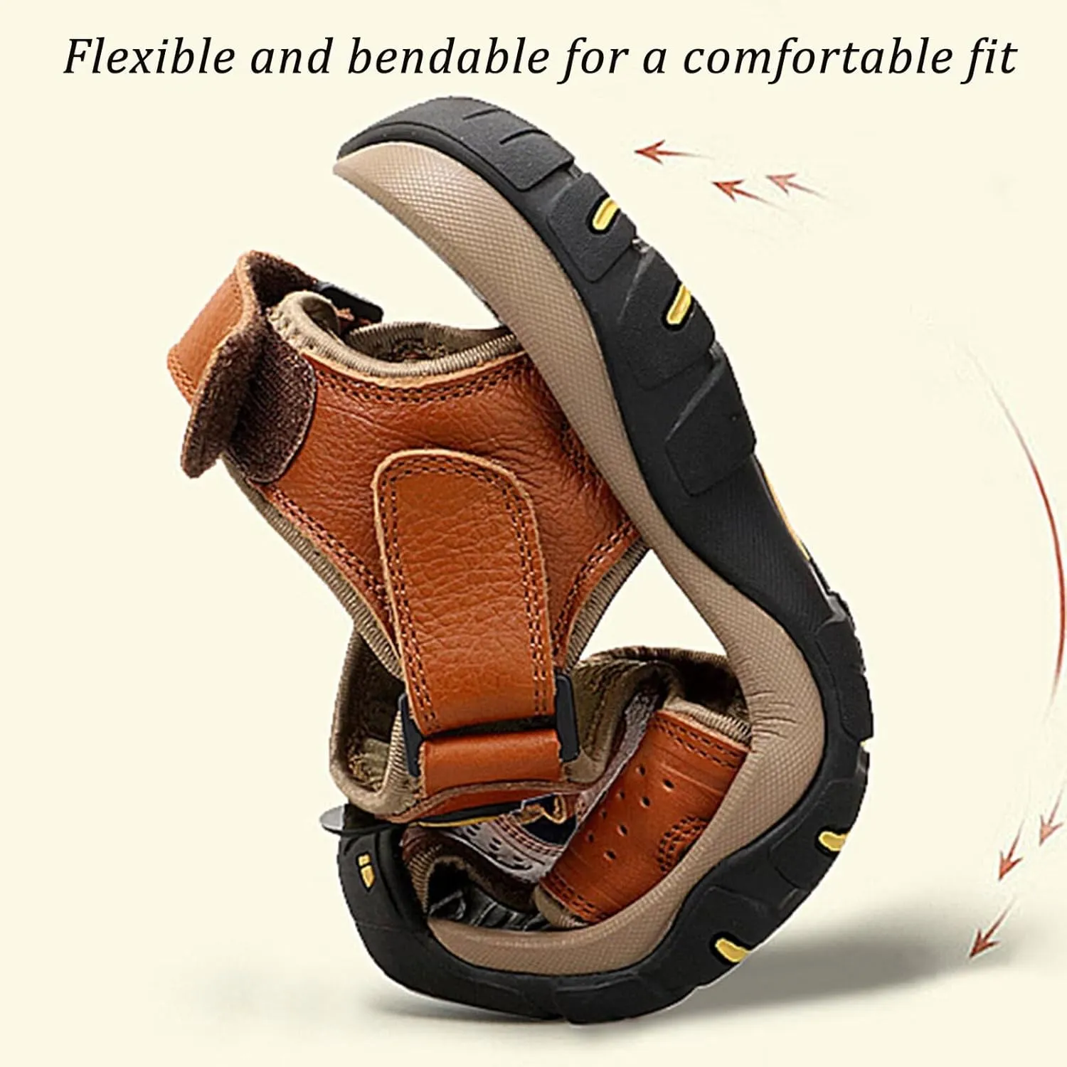 Men's Sandals Leather Closed Toe Beach Outdoor Summer Sport Hiking Sandals Size 6-11