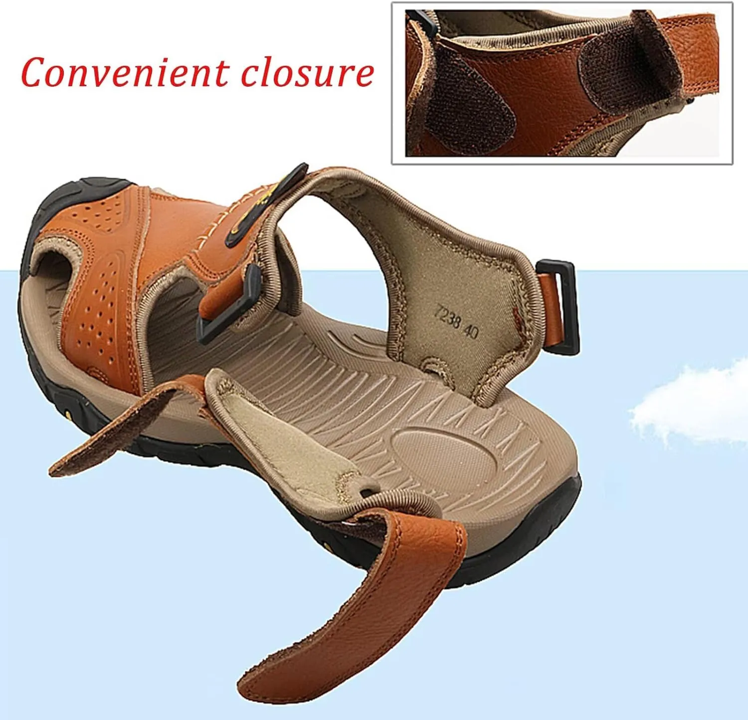 Men's Sandals Leather Closed Toe Beach Outdoor Summer Sport Hiking Sandals Size 6-11