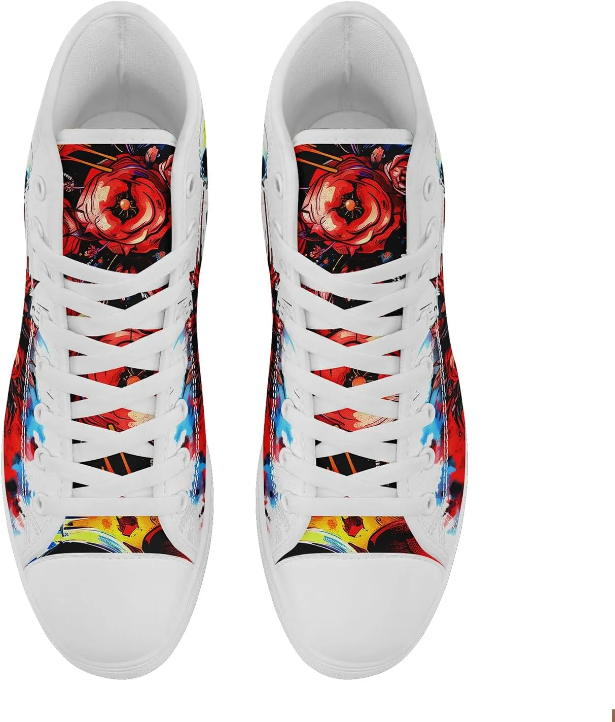 Men's Skull Canvas High Top Shoes Classic Fashion High Top Sneakers Unisex Casual Lace Up Tennis Shoes