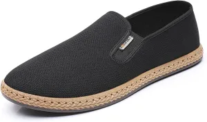 Mens Slip on Canvas Loafers Casual Shoes Sneakers Comfy Walking Slipers Shoes Pain Relief for Men Black Fashion Breathable Loafers
