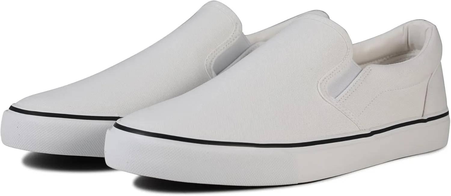 Men's Sneakers Classic Low Top Slip On Shoes Wide Canvas Skate Loafers Sneakers with Soft Insole Causal Dress Shoes for Men Comfortable Walking Shoes Slip on Sneakers for Men