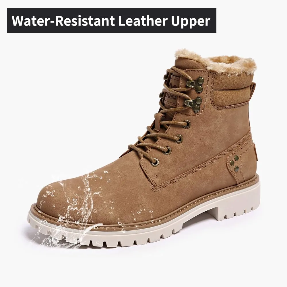 Mens Snow Boots Fur Lined Hiking Boots Waterproof Anti-Slip Outdoor Climbing Shoes