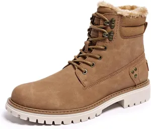 Mens Snow Boots Fur Lined Hiking Boots Waterproof Anti-Slip Outdoor Climbing Shoes