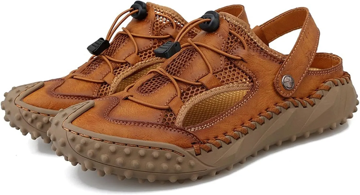 Men's Sport Sandals Outdoor Hiking Sandals Closed Toe Leather Athletic Trail Sandals