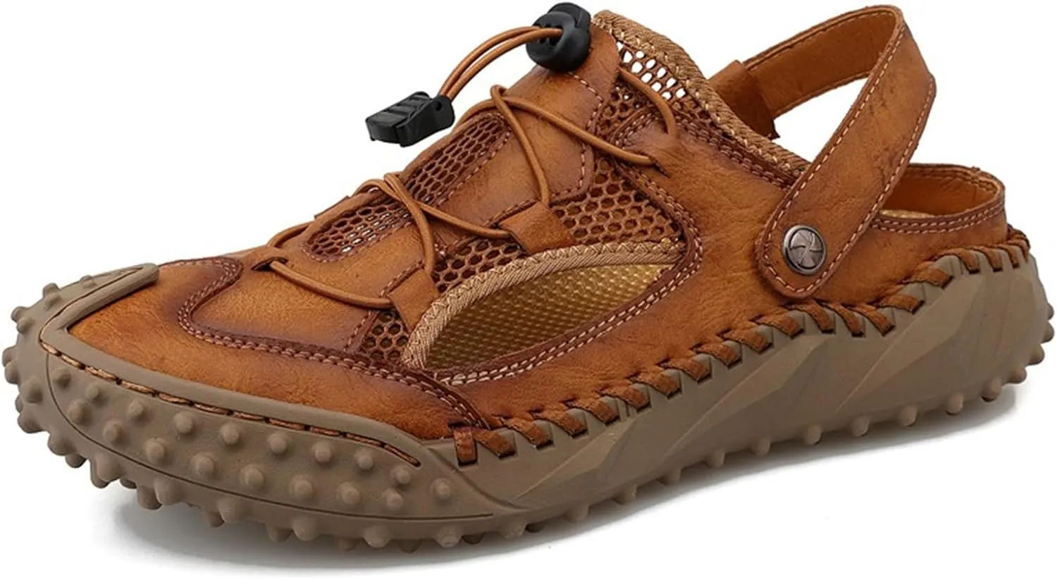 Men's Sport Sandals Outdoor Hiking Sandals Closed Toe Leather Athletic Trail Sandals