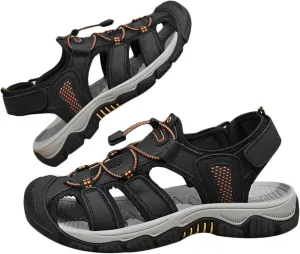 Men's Sports Outdoor Sandals Closed Toe Summer Beach Shoes Leather Casual Trekking Hiking Walking Sandals