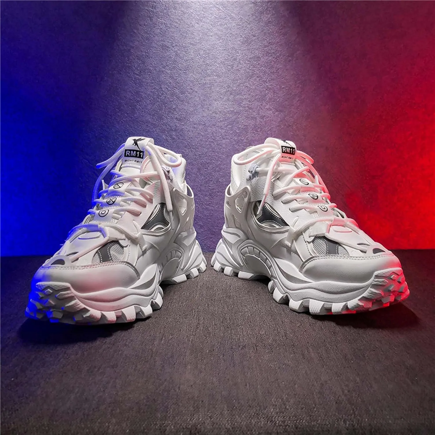 Men's Thick Bottom Sneakers Fashion Lace Up High Top Casual Shoes Comfortable Walking Jogging Tennis Shoes Outdoor Non-Slip Training Running Shoes