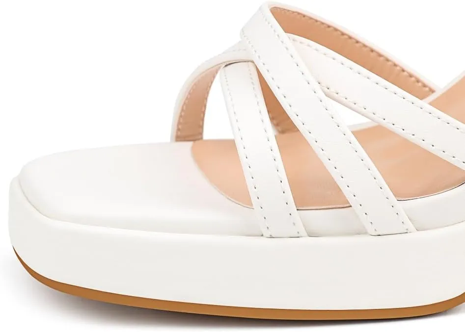 MERUMOTE Women's Summer Block Chunky Heels Classic Square Open Toe Sandals Ankle Strap Shoes For Wedding Party