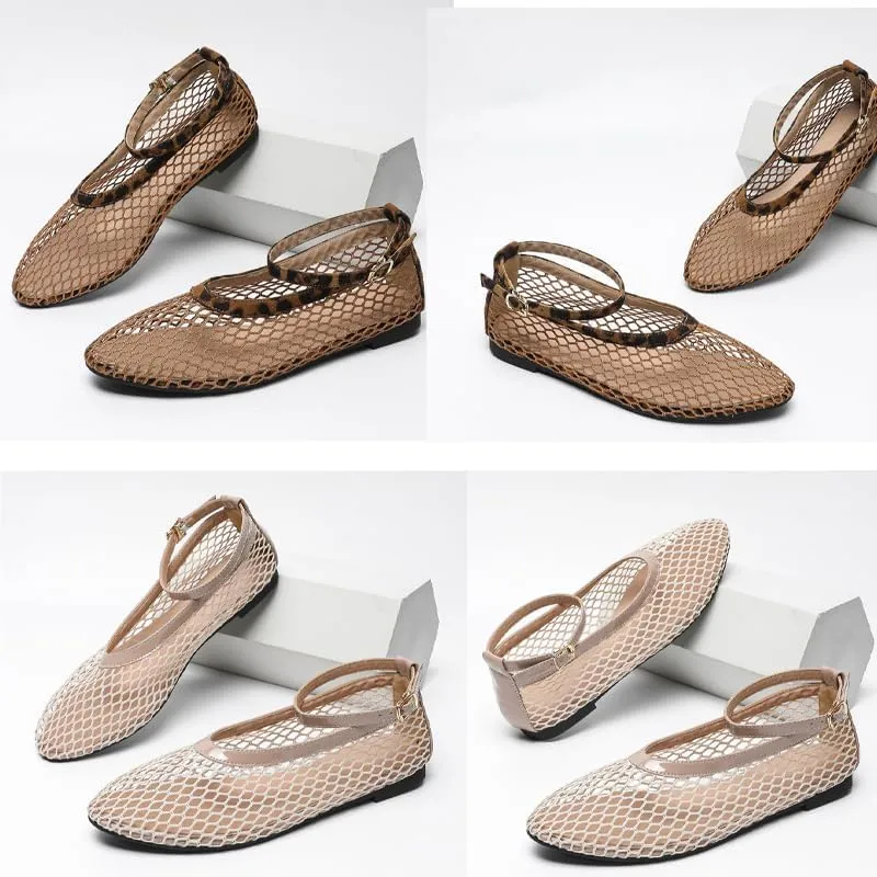 Mesh Ballet Flats For Women Round Toe Flats Breathable Mesh Ballerina Flats Casual Mesh Shoes Womens Office Comfortable Fishnet Flats,Slip On Sandals