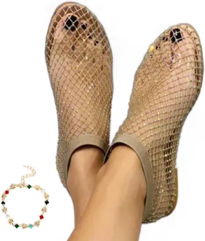 Mesh Ballet Flats for Women, Ultra Comfortable Shiny Gem Mesh Flats, Mesh Shoes Women Flats Slip On