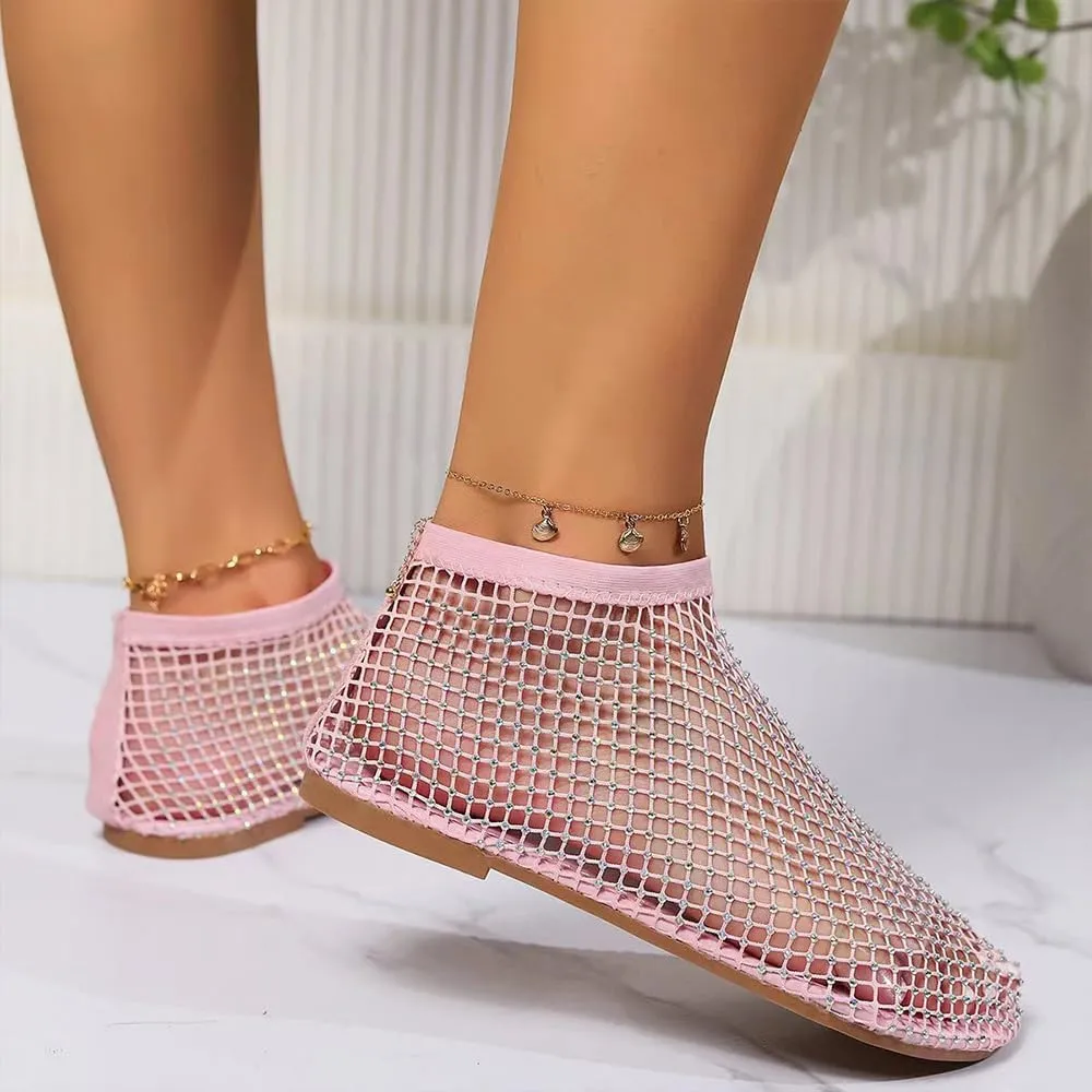Mesh Ballet Flats for Women, Ultra Comfortable Shiny Gem Mesh Flats, Mesh Shoes Women Flats Slip On