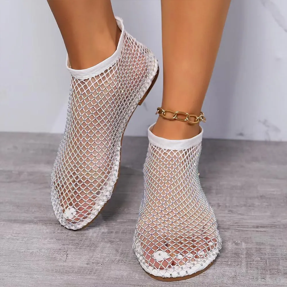 Mesh Ballet Flats for Women, Ultra Comfortable Shiny Gem Mesh Flats, Mesh Shoes Women Flats Slip On