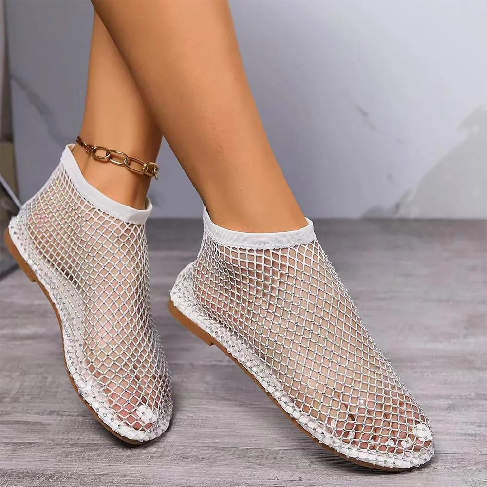 Mesh Ballet Flats for Women, Ultra Comfortable Shiny Gem Mesh Flats, Mesh Shoes Women Flats Slip On