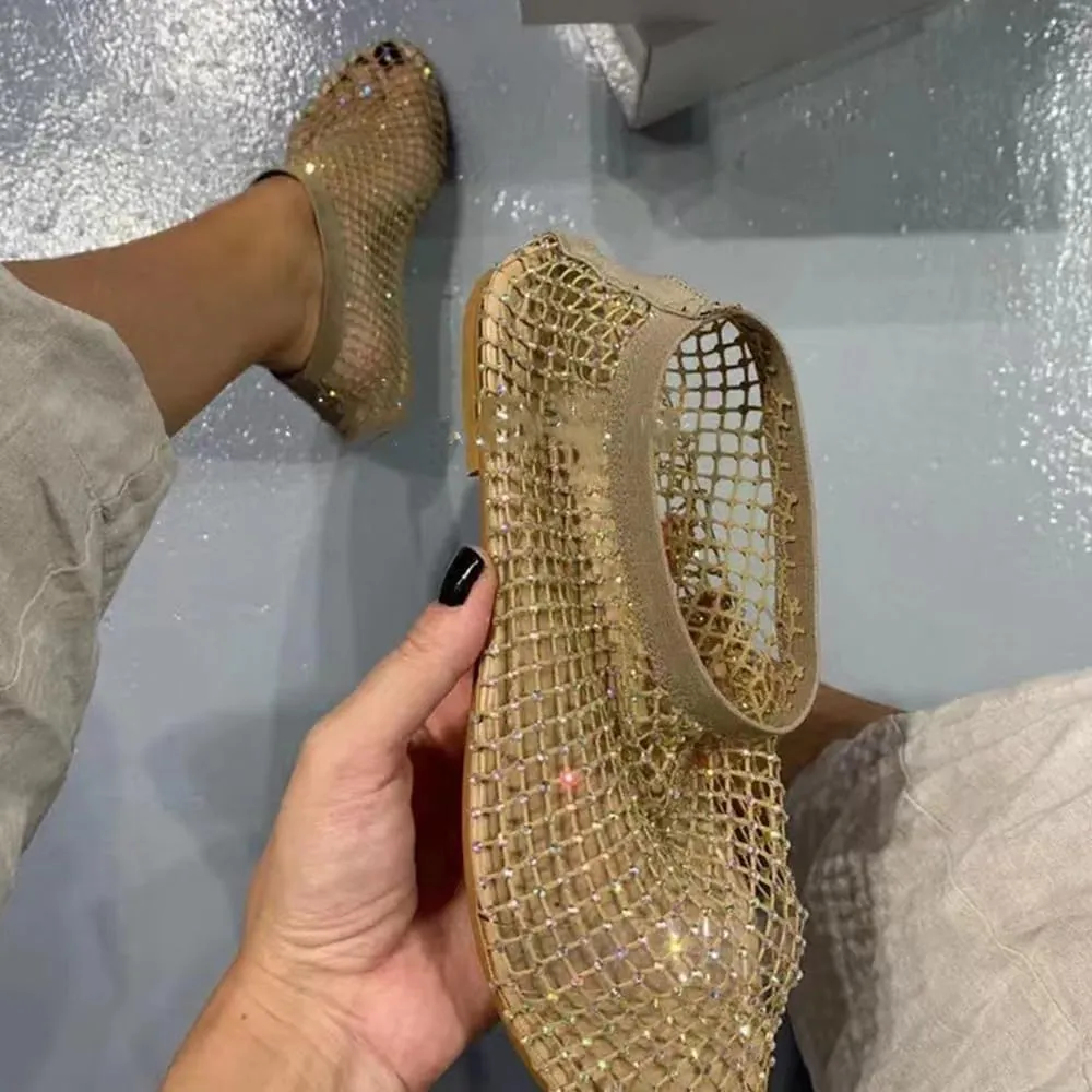 Mesh Ballet Flats for Women, Ultra Comfortable Shiny Gem Mesh Flats, Mesh Shoes Women Flats Slip On
