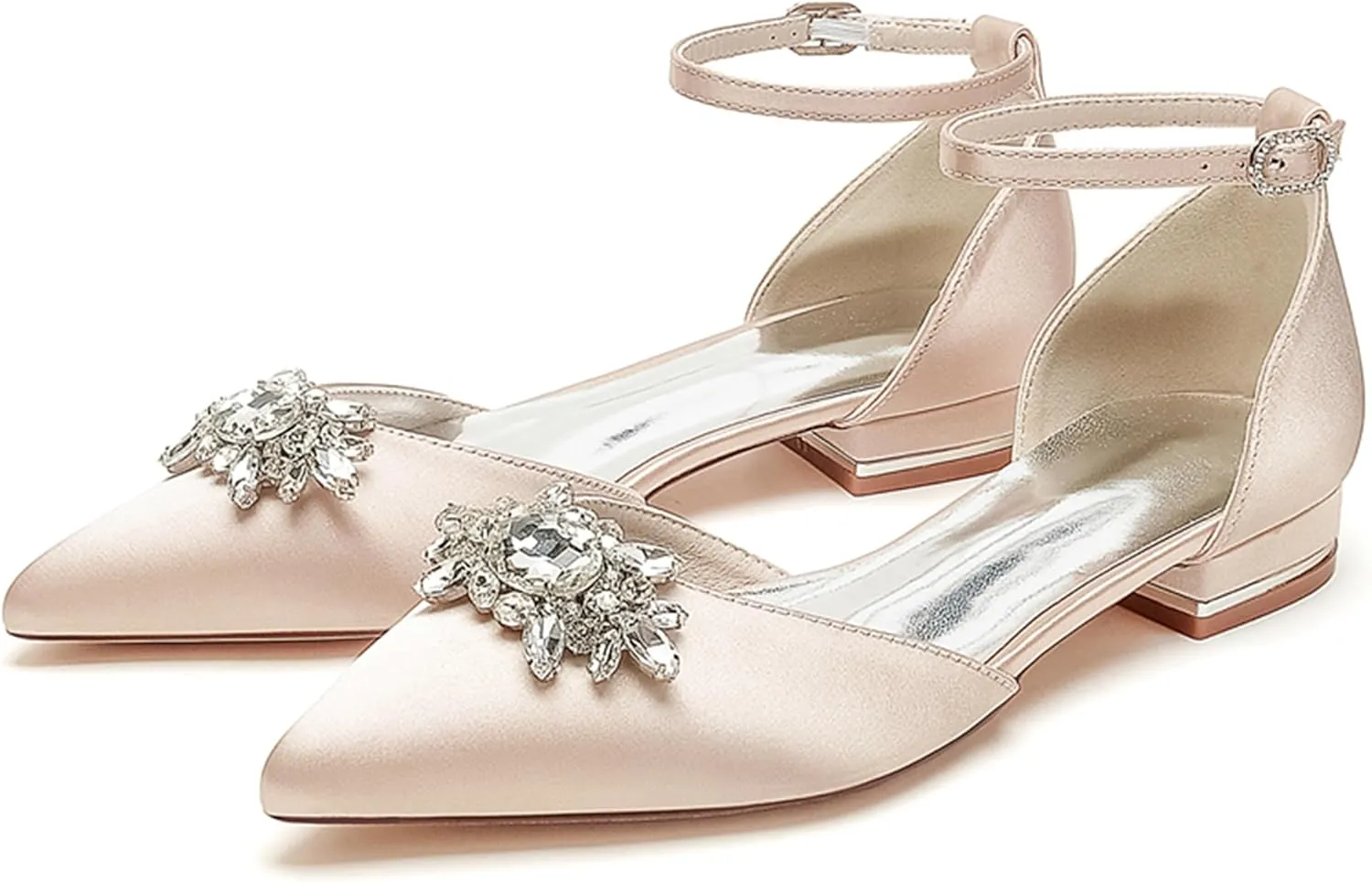 Minishion Wedding Shoes for Women Flats Almond Toe Formal Party Evening Pumps with Bows MS323