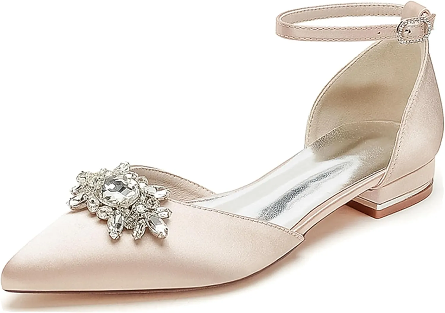 Minishion Wedding Shoes for Women Flats Almond Toe Formal Party Evening Pumps with Bows MS323