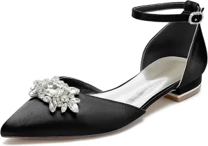 Minishion Wedding Shoes for Women Flats Almond Toe Formal Party Evening Pumps with Bows MS323