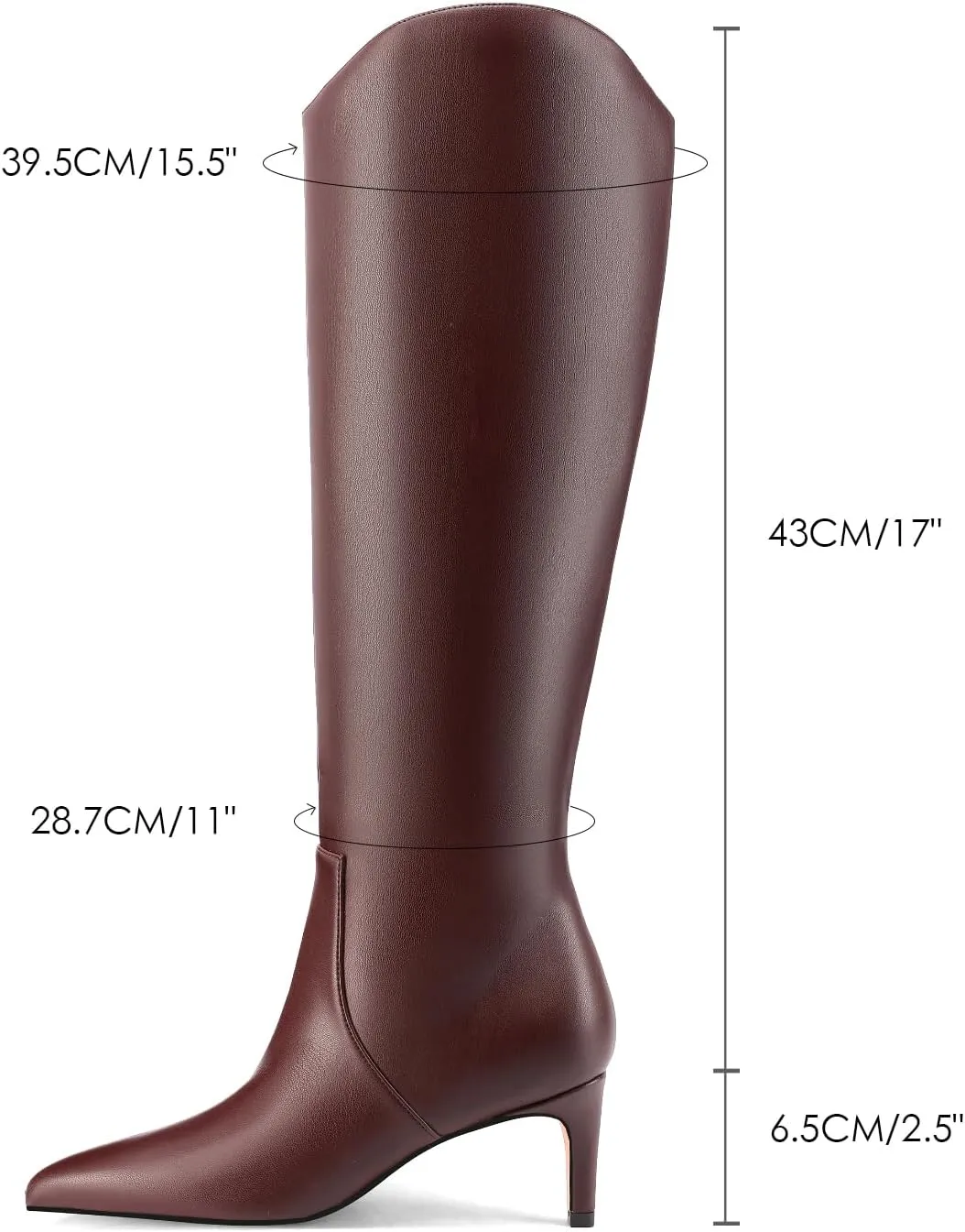 MIRAAZZURRA Kitten Heel Knee High Boots for Women Pointed Toe Low Heel Tall Boots Winter Fall Boots with Side Zipper for Office Casual