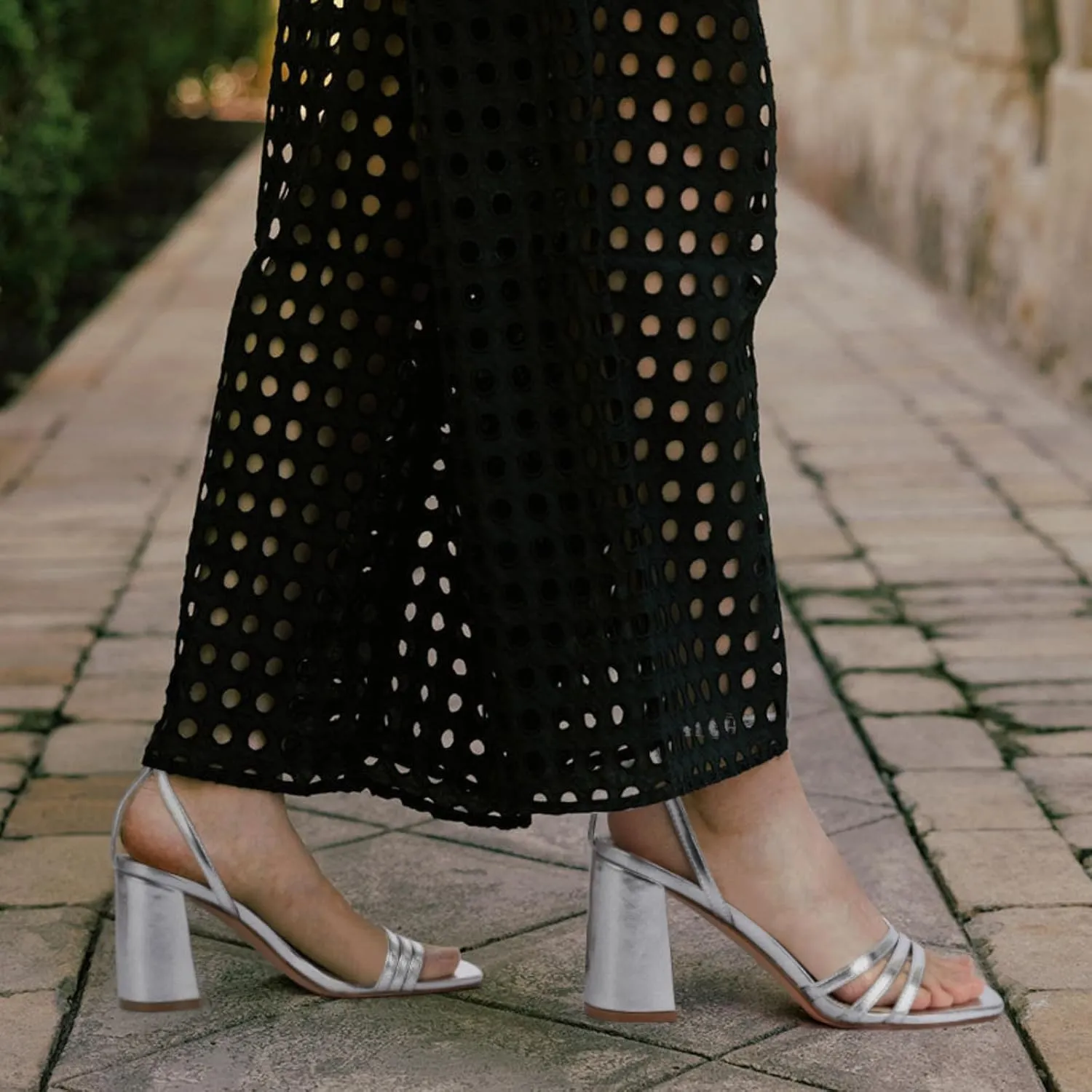 MIRAAZZURRA Womens Heeled Sandals, Square Open Toe Chunky Block Heels with Ankle Strap, for Women Daily Party Dress Comfortable Heels