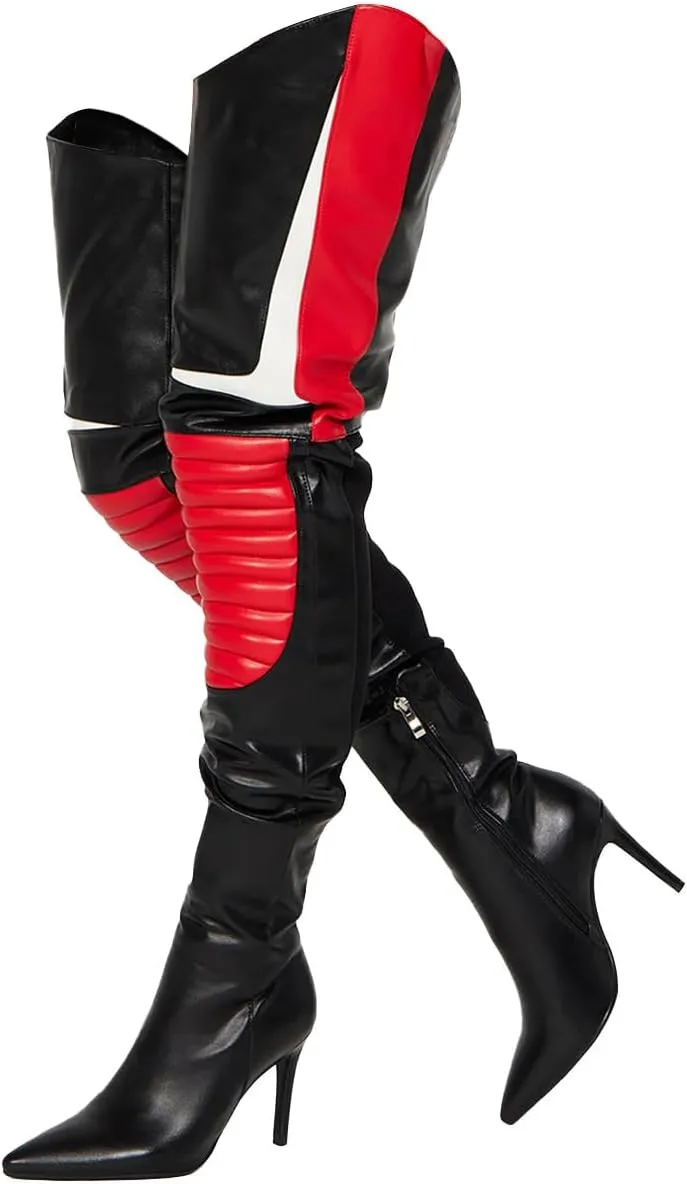 MissHeel Over-the-Knee Biker Boots High Heel Thigh High Boots