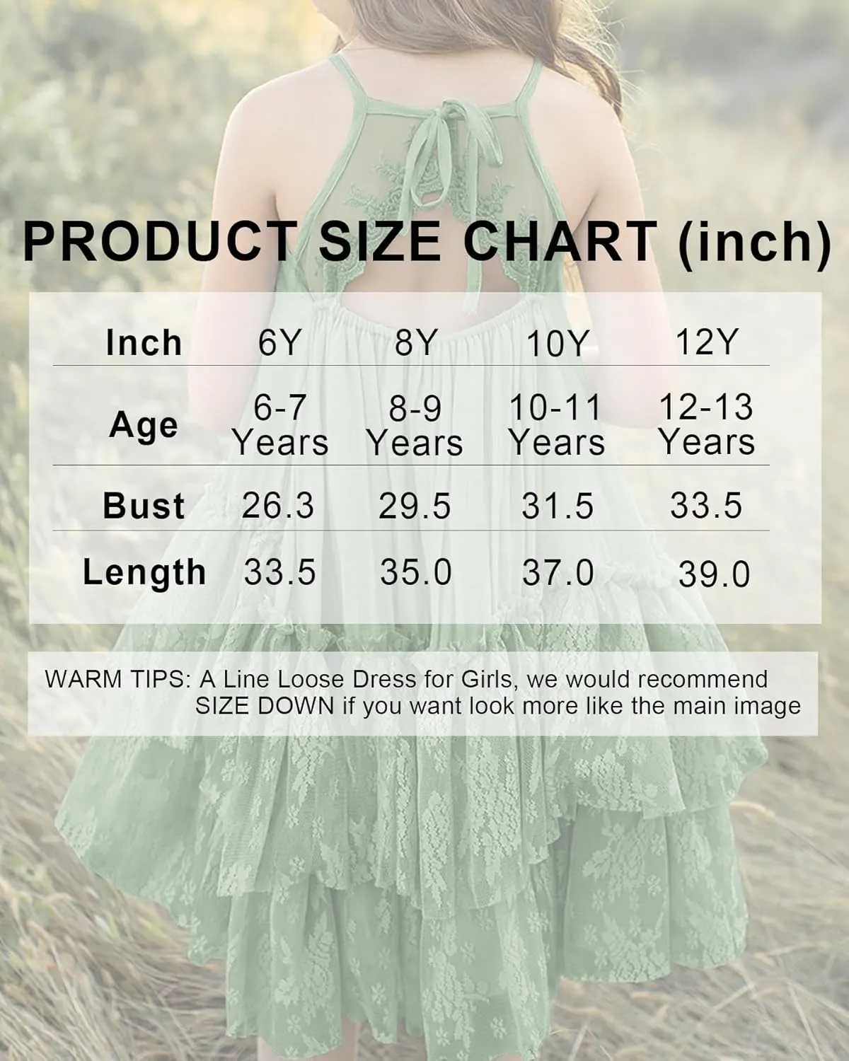 MITILLY Girls Boho Lace Backless Square Neck Sleeveless A Line Ruffle Tiered Flowy Long Party Dress