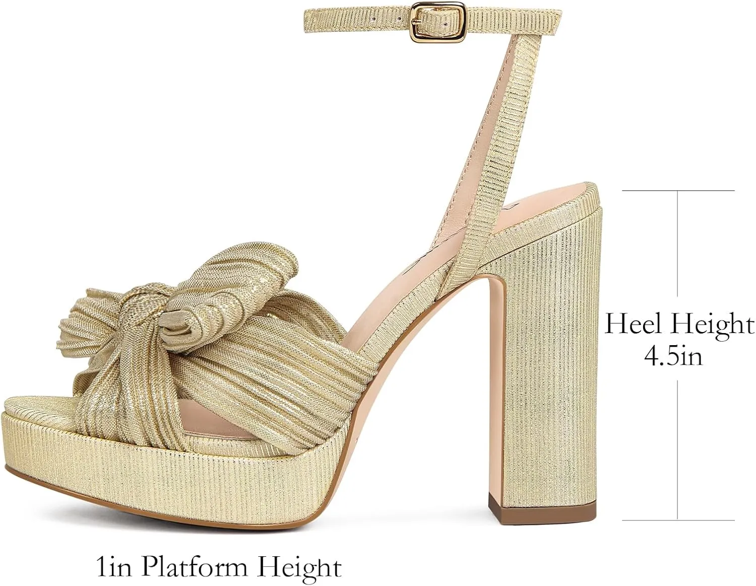 MUCCCUTE Bow Heels for Women Chunky Platform Heels with Ankle Strap Open Toe Heeled Sandals Bridal Wedding Dressy Shoes