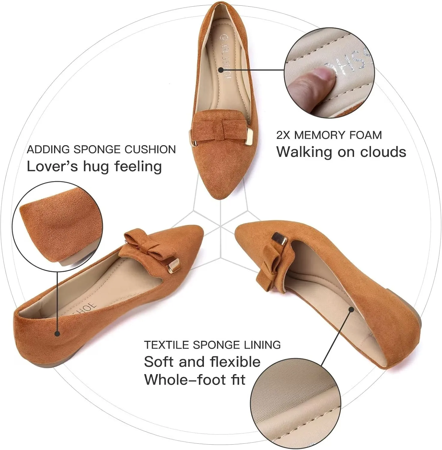 MUSSHOE Flat Shoes Women Comfortable Slip on Women's Flats Dress Shoes for Women