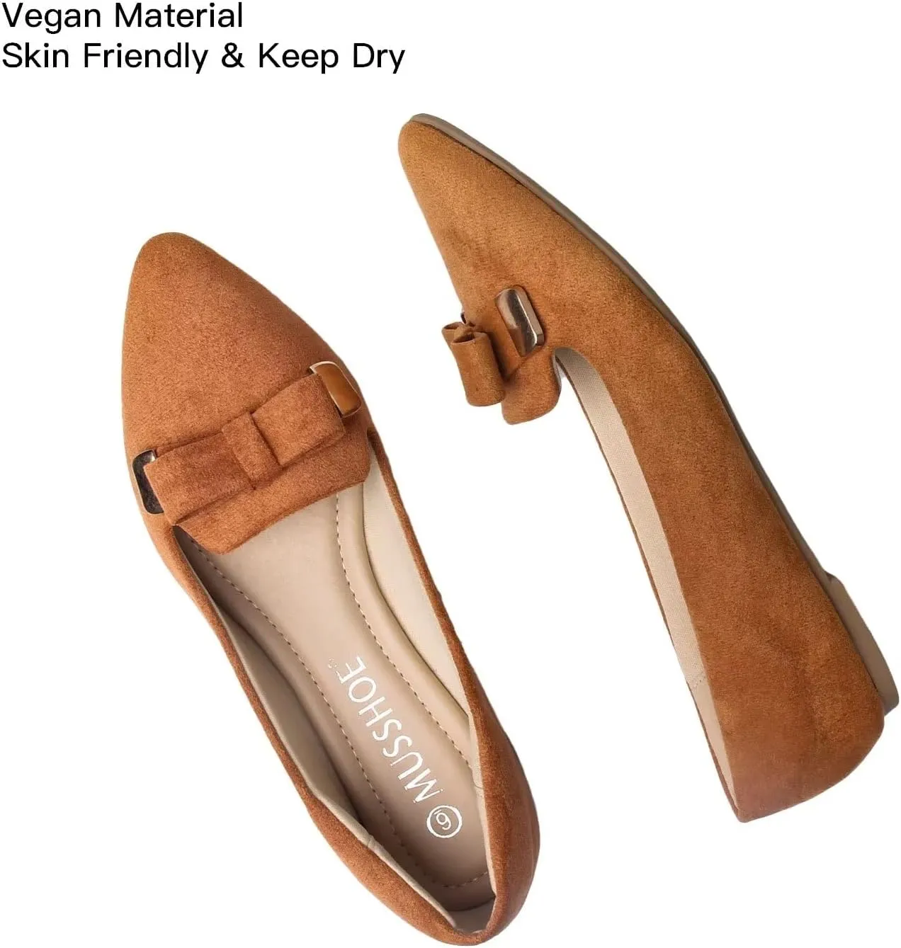 MUSSHOE Flat Shoes Women Comfortable Slip on Women's Flats Dress Shoes for Women