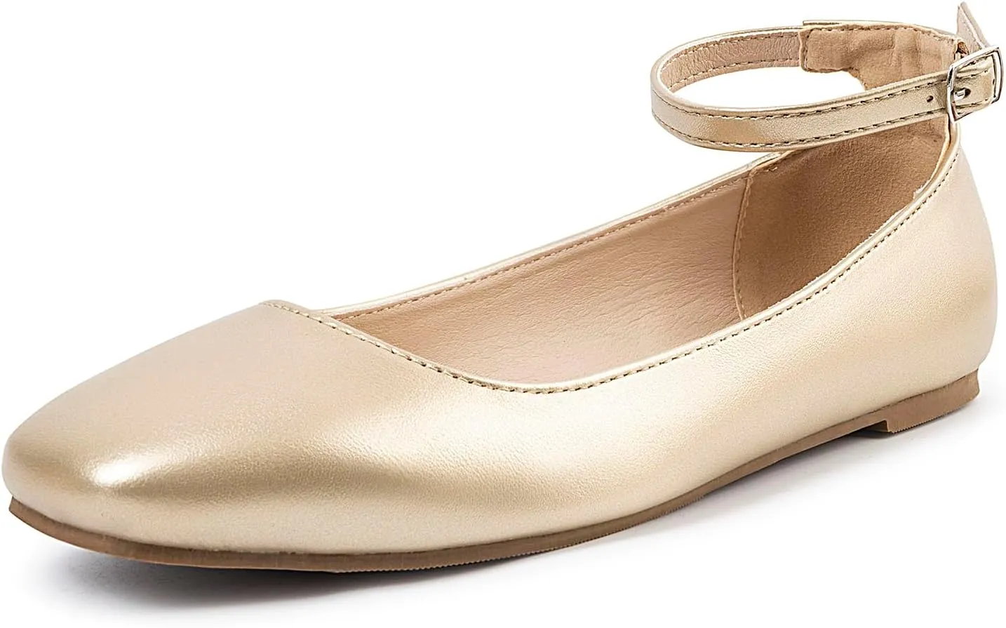MUSSHOE Women's Ballet Flats Mary Jane Shoes, Square Toe Ballet Flats Shoes, Women's Ankle Strap Flats Shoes, Flats for Women Dressy with Adjustable Buckle