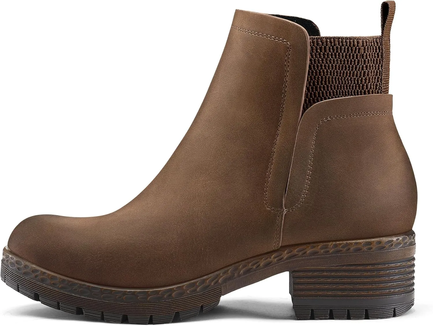 mysoft Women's Elastic Gore Lug Sole Chelsea Boots Slip On Platform Chunky Heel Ankle Booties