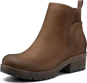 mysoft Women's Elastic Gore Lug Sole Chelsea Boots Slip On Platform Chunky Heel Ankle Booties
