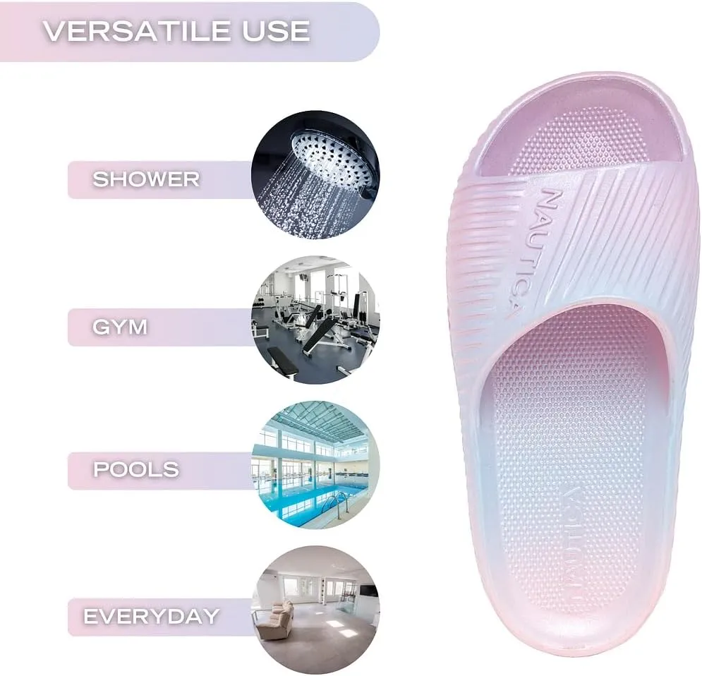 Nautica Kids Athletic Slides Sport Shower Sandals for Indoor & Outdoor - Slip Resistant, Lightweight, Durable and Comfortable for Boys and Girls