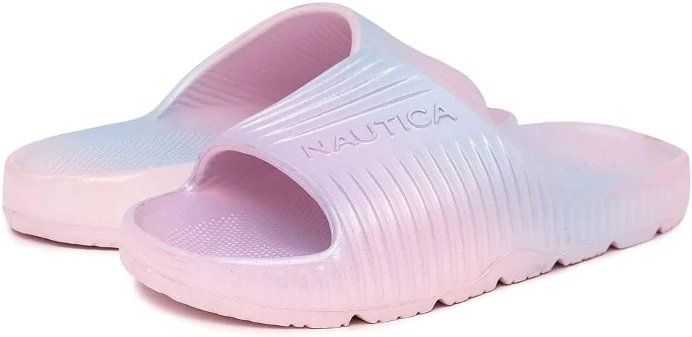 Nautica Kids Athletic Slides Sport Shower Sandals for Indoor & Outdoor - Slip Resistant, Lightweight, Durable and Comfortable for Boys and Girls