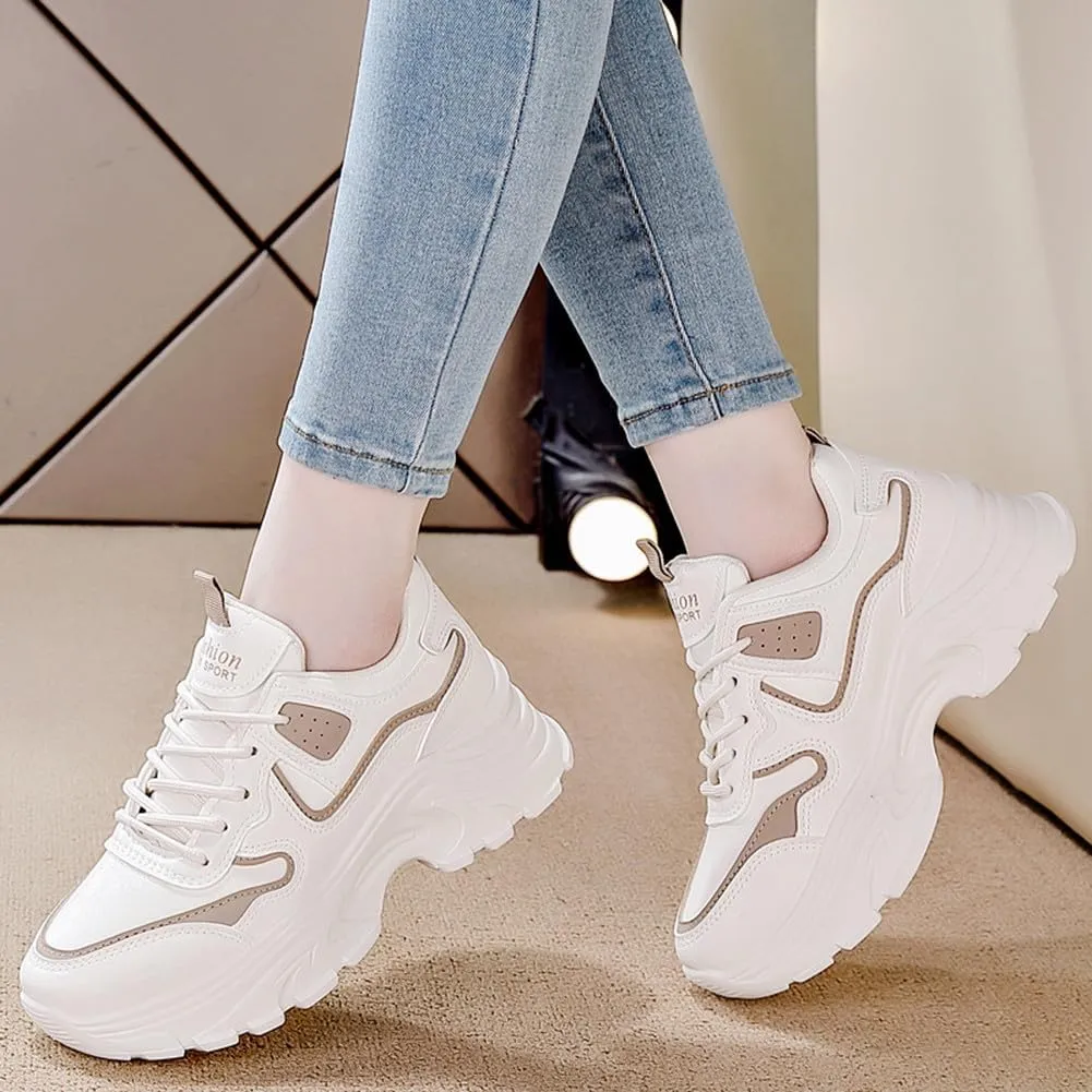 NCNDB Women's Fashion Super Chunky Sport Sneakers Lace Ups Trainers Running Shoes for Girls