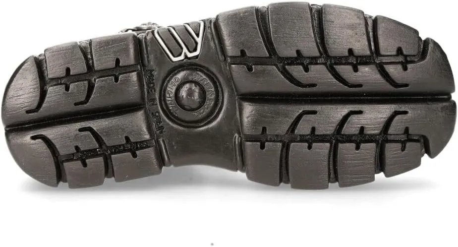 New Rock Boots BIOS120-V1 Unisex Metallic Black Vegan Leather Sandal Punk Rock