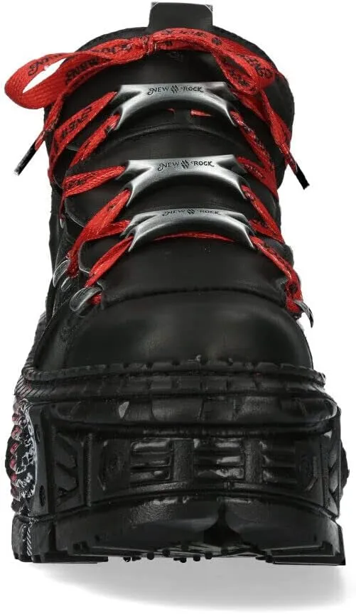 New Rock Boots WALL106-C9 Mens Metallic Black Leather Platform Gothic Boots