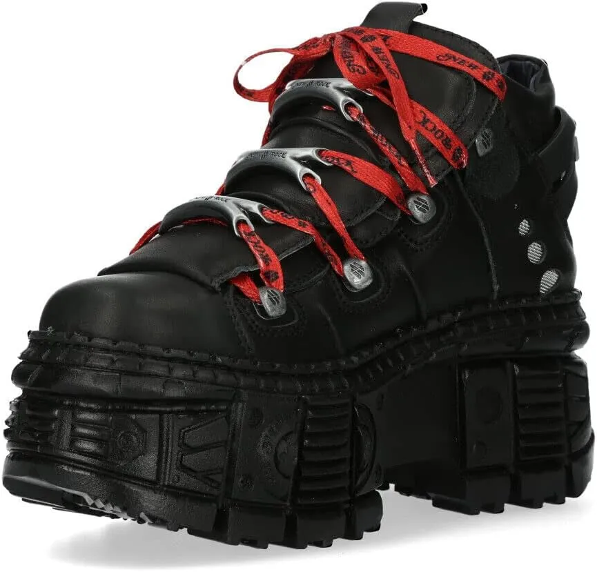 New Rock Boots WALL106-C9 Mens Metallic Black Leather Platform Gothic Boots